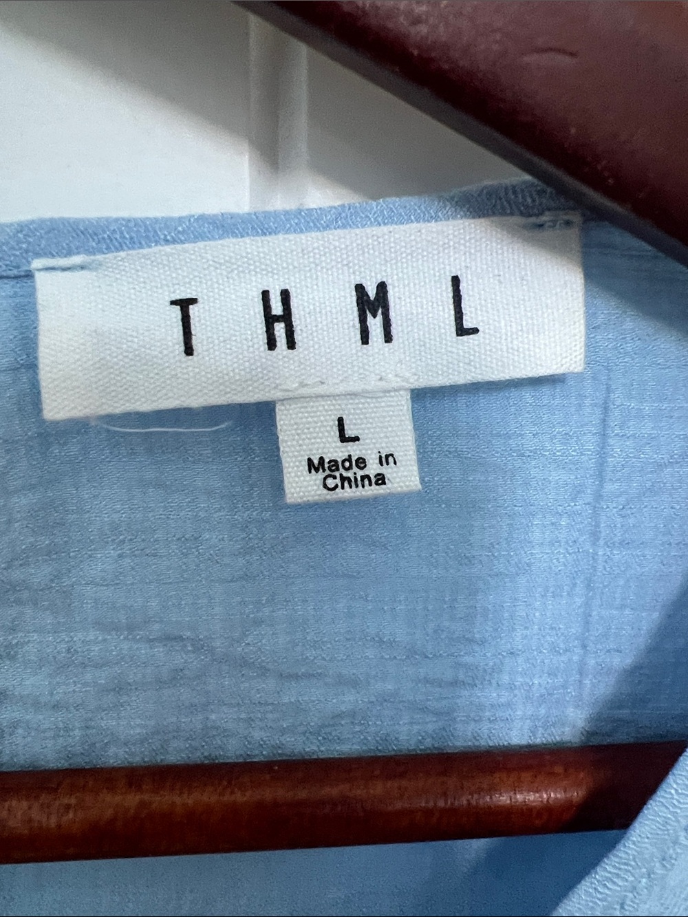 THML Light Blue Embroidered Flutter Sleeve Blouse Size Large - Picture 3 of 9
